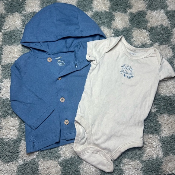 Carter’s 2-Piece Little Blue Baby Cardigan Set (0-3 mo) - Picture 1 of 3